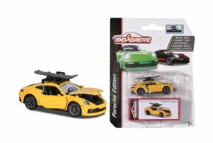 Porsche 911 Carrera S surfboard, gul - Majorette 7,5 cm