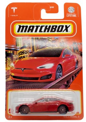 Tesla Model S röd - Matchbox 1:64