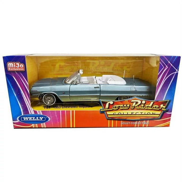 Chevrolet Impala Conv. 1963 blå low rider - skala 1:24 - Bild 2