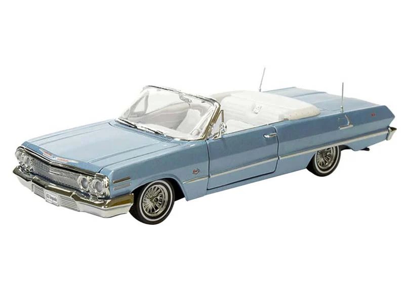 Chevrolet Impala Conv. 1963 blå low rider - skala 1:24