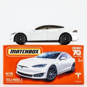 Tesla Model S vit - Matchbox 1:64 (box)
