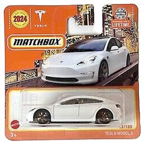 Tesla Model 3 vit - Matchbox 1:64 (short card)