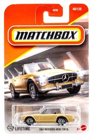 Mercedes Benz 230 SL 1963 guld - Matchbox 1:64